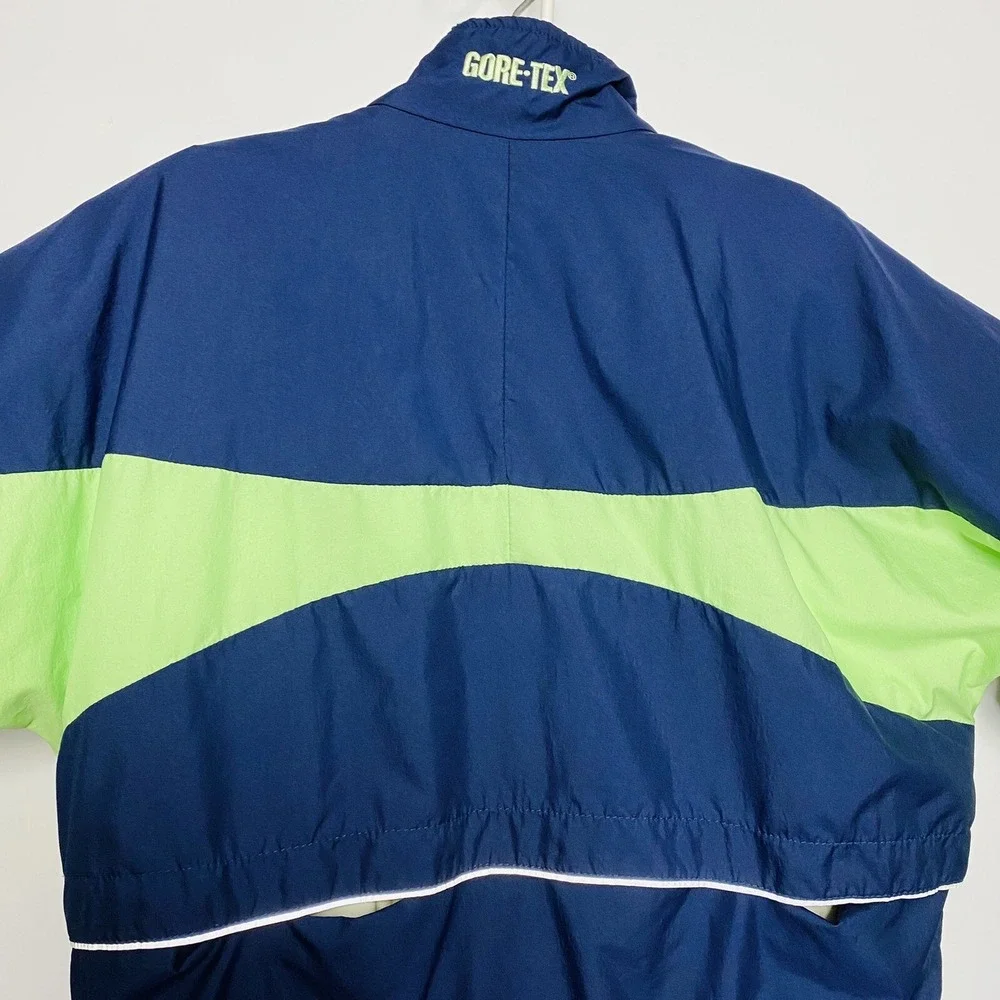 VTG INSPORT GORE-TEX Mens Navy Blue Green Colorblock Poly‎ Jacket Size Medium M